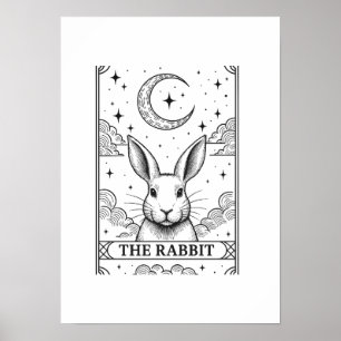The Rabbit   Mystical Moon Tarot Card Illustration Poster