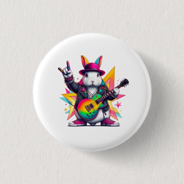 The rabbit rockstar 3 cm round badge (Front)