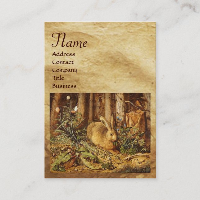 THE RABBIT ( young hare)  Monogram Business Card (Front)