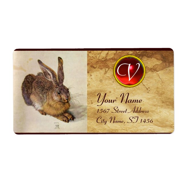 THE RABBIT ( Young Hare ) Monogram Red Ruby (Front)