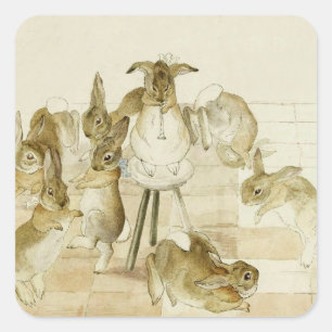 The Rabbits Christmas Party by Beatrix Potter Square Sticker
