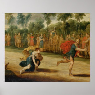 The Race of Atalanta and Hippomenes (oil on panel) Poster