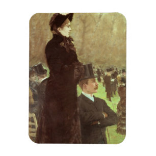 The Races at Auteuil, Paris (oil on canvas) Magnet