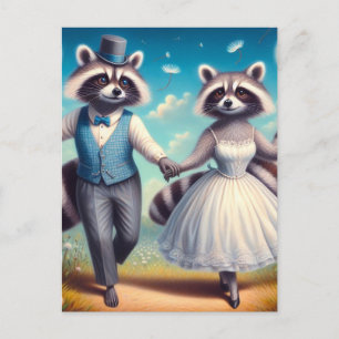 The Racoon Bride and Groom Postcard