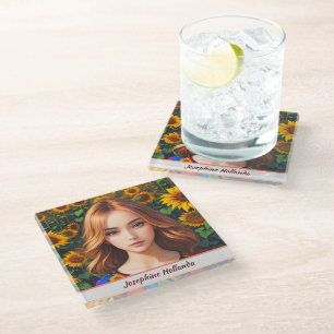 The Radiant Sunflower - Unveiling Deeper Meaning - Glass Coaster