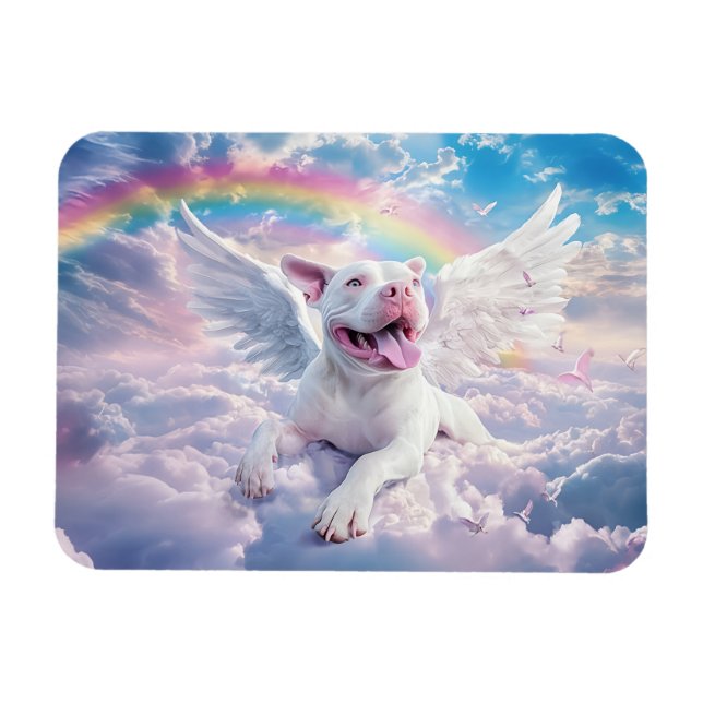 The Rainbow Bridge White Angel Dog Magnet (Horizontal)