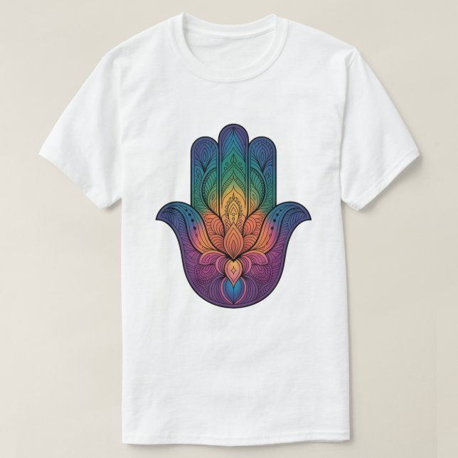 the rainbow Hamsa hand T-Shirt (Design Front)