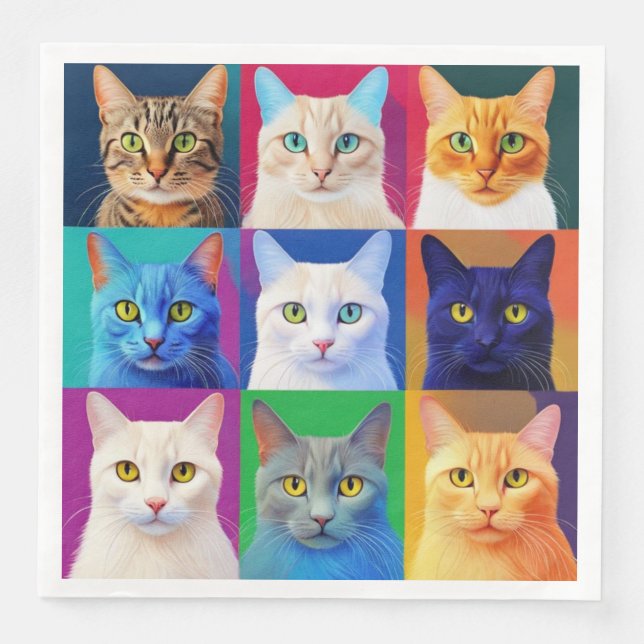 the rainbow of cats napkin (Front)