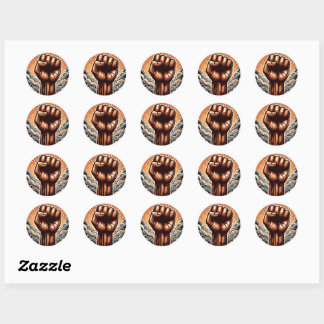 The raised fist classic round sticker