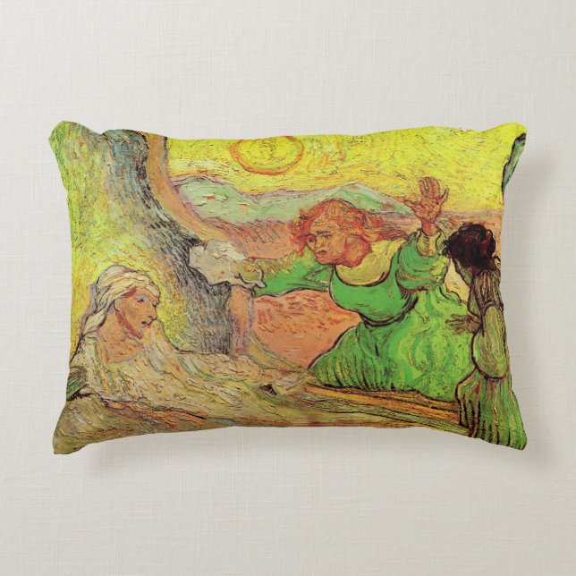 The Raising of Lazarus by Vincent van Gogh Decorative Cushion (Front)