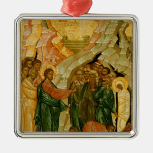 The Raising of Lazarus, Russian icon Metal Ornament