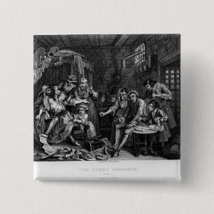The Rake in Prison, plate VII 15 Cm Square Badge