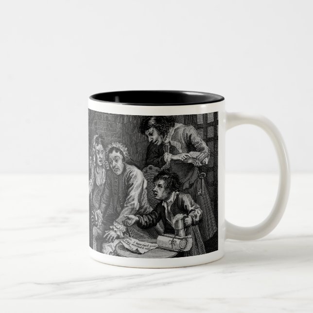 The Rake in Prison, plate VII Two-Tone Coffee Mug (Right)