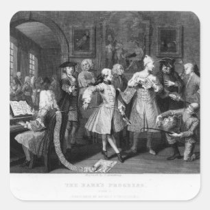 The Rake's Levee, plate II Square Sticker