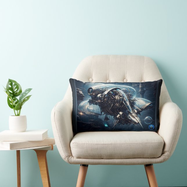 The Raspian Dynamorph Drone AI Art by Xzendor7 Lumbar Cushion (Chair)