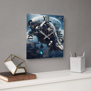The Raspian Dynamorph Drone AI Art by Xzendor7 Square Wall Clock