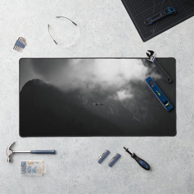 The raven above mountains desk mat (Workstation)