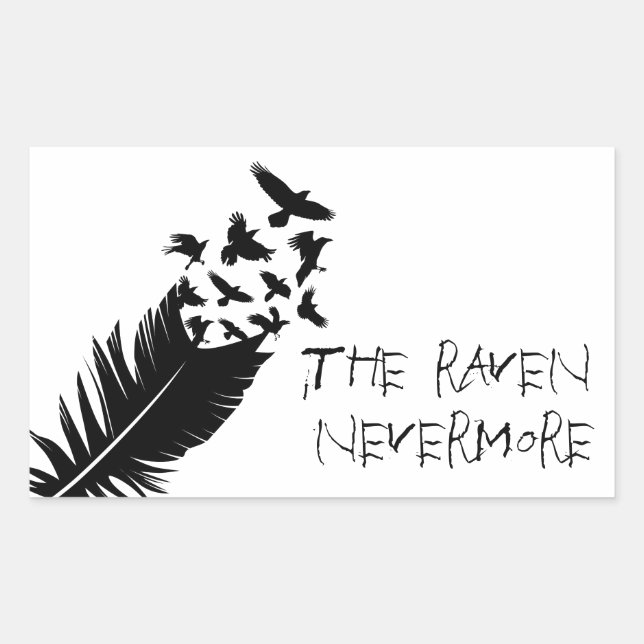 The Raven, Black and White Rectangular Sticker (Front)
