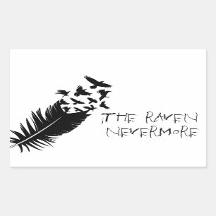 The Raven, Black and White Rectangular Sticker