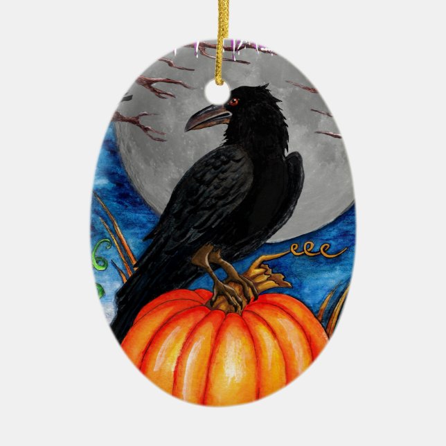 The Raven Ceramic Tree Decoration (Front)