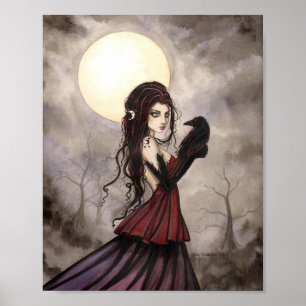 The Raven Gothic Fantasy Woman Wiccan Art Poster