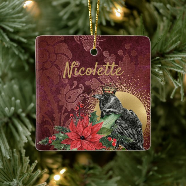 The Raven King Gothic Large Christmas   Ceramic Ornament (Tree)