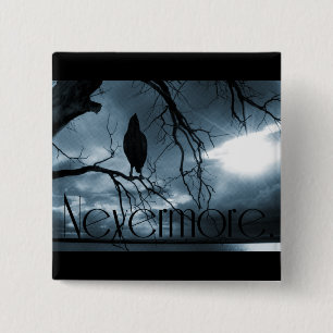 The Raven - Nevermore Sunbeams & Tree Blue 15 Cm Square Badge