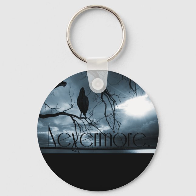 The Raven - Nevermore Sunbeams & Tree Blue Key Ring (Front)