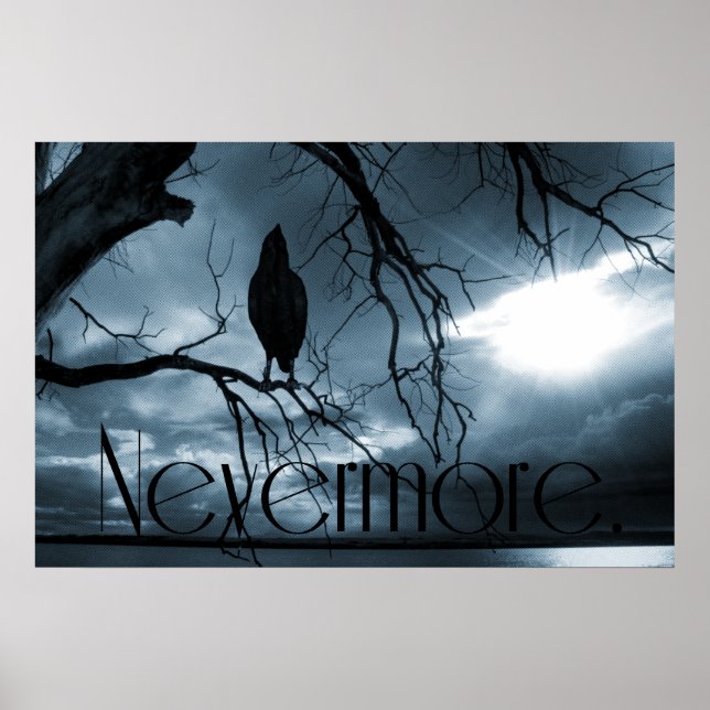 The Raven - Nevermore Sunbeams & Tree Blue Poster (Front)