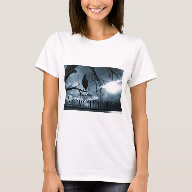 The Raven - Nevermore Sunbeams & Tree Blue T-Shirt (Front)
