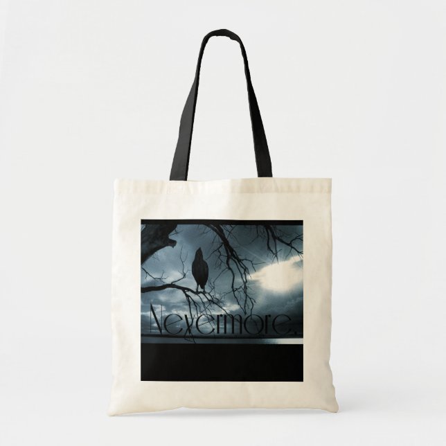 The Raven - Nevermore Sunbeams & Tree Blue Tote Bag (Front)