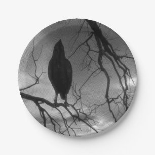 The Raven - Nevermore Sunbeams Tree Paper Plate