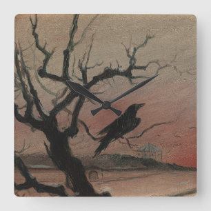 The Raven of Karlstejn, 1882 Square Wall Clock