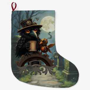 The raven powered by Coffee Large Christmas Stocking