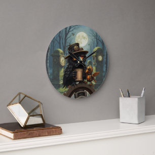 The raven powered by Coffee Large Clock