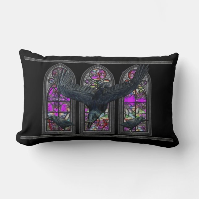 The Ravens Goth Decorative Throw Pillow (Front)