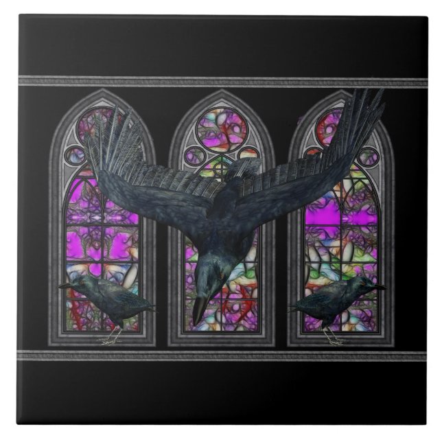 The Ravens Gothic Decorative Keepsake Tile Trivet (Front)