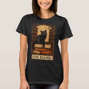 The Reader Black Cat Book Reading Halloween Tarot T-Shirt