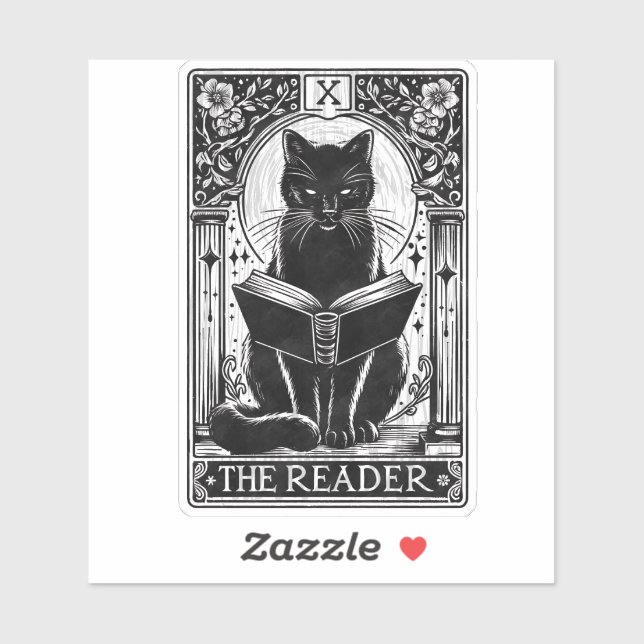 The Reader Black Cat Tarot Card (Sheet)