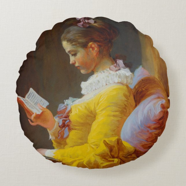 The Reader by Jean-Honore Fragonard Round Cushion (Front)