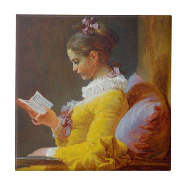 The Reader by Jean-Honore Fragonard Tile (Front)