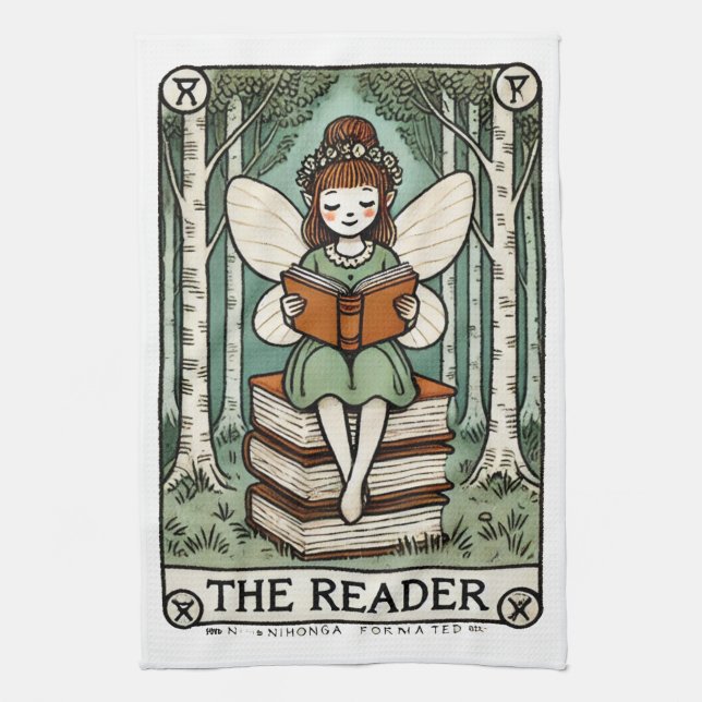 The Reader Fairy Tarot Card                        Tea Towel (Vertical)