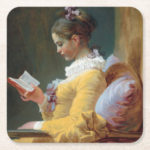 The Reader, Fragonard Square Paper Coaster