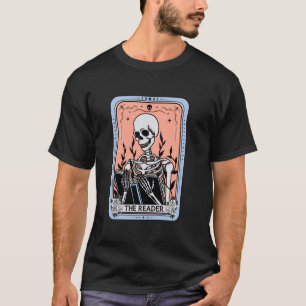 The Reader Skeleton Book Lover Tarot Card Reading T-Shirt