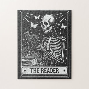 The Reader Skeleton Reading Booklover Halloween Jigsaw Puzzle