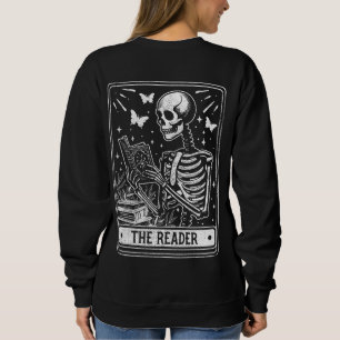 The Reader Skeleton Reading Booklover Halloween Sweatshirt