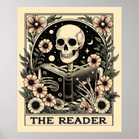 The Reader Skeleton Tarot Card Poster