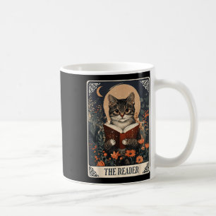 The Reader Tarot Card Cat Reading Book Floral Book Coffee Mug