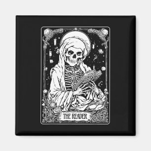 The Reader Tarot Card Skeleton Bookish Halloween S Magnet