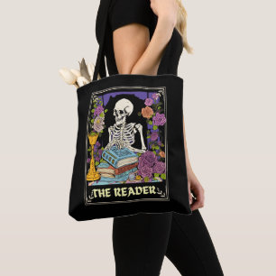 The Reader Tarot Card Skeleton Tote Bag